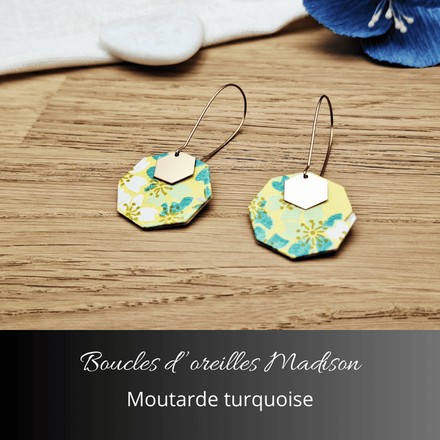 Boucles d'oreilles Madison - Moutarde turquoise