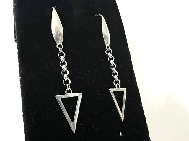Stainless Steel Belcher Triangle Drop Earrings