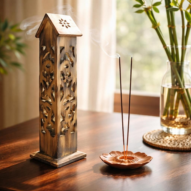 "Niche" - Tour à encens tige &amp; cône - Bois