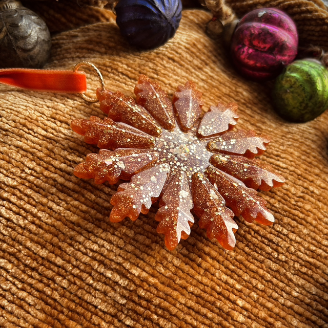 Snowflake Decoration Large - Rust and Gold