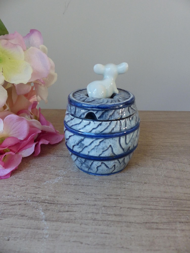 Ancienne boite en porcelaine céramique figurine renard fennec japon vintage, boite fox, boite à bijoux à sucre avec renard, cadeau pour ami