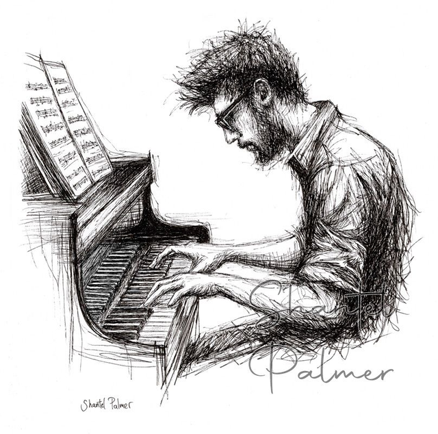 Scribble pianist sketch