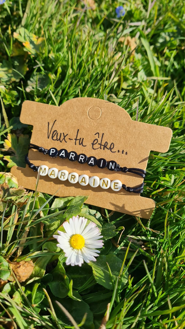 Duo bracelets réglables Parrain/Marraine 