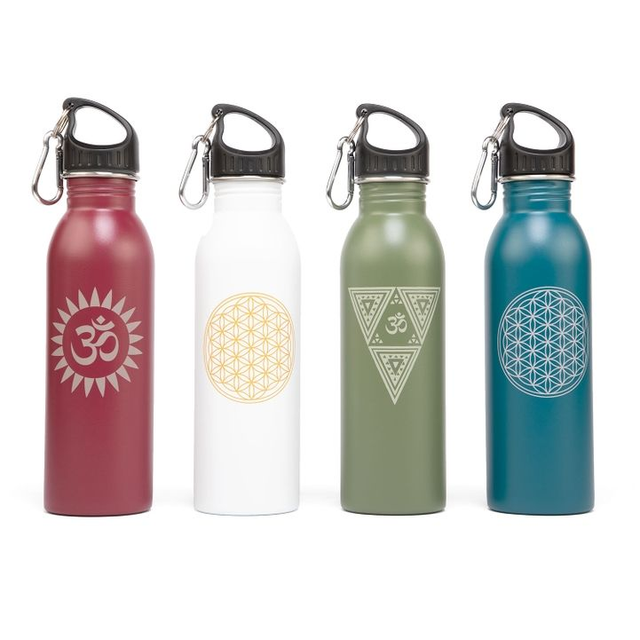 Botella de agua de acero inoxidable, 700 ml, lisa con estampado OM Sun camping senderismo 