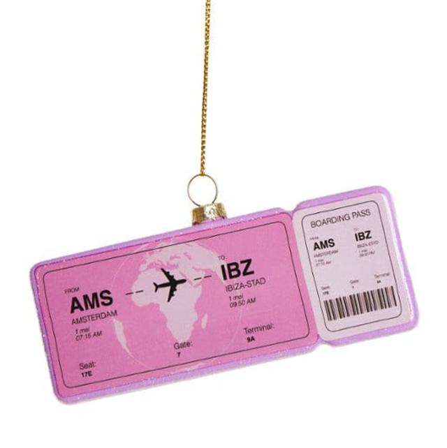Boardingpass Amsterdam - Ibiza kersthanger 12 cm