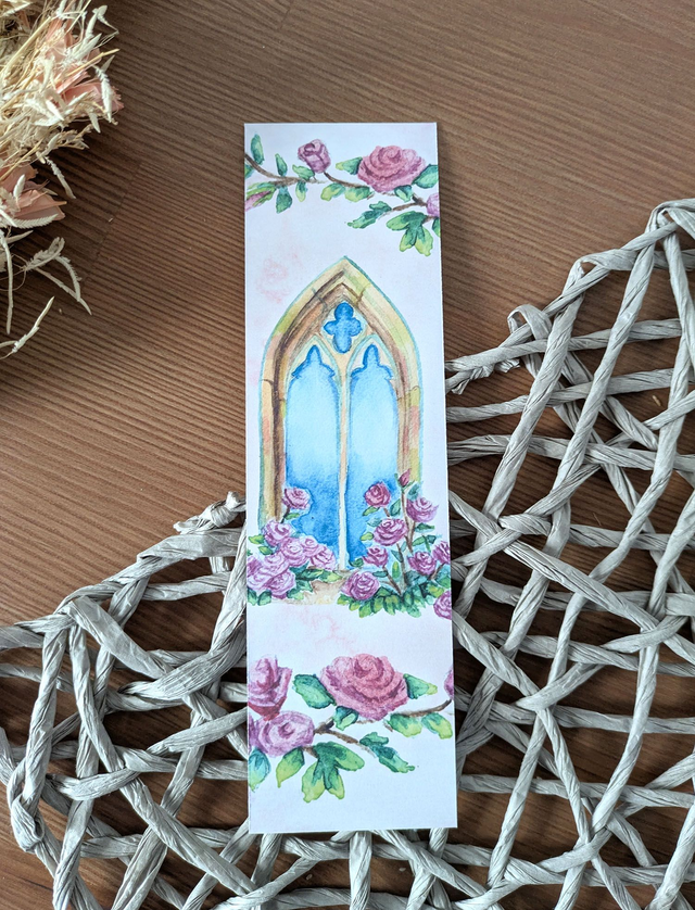 Marque-page gothique aux roses – Papeterie artisanale fantasy