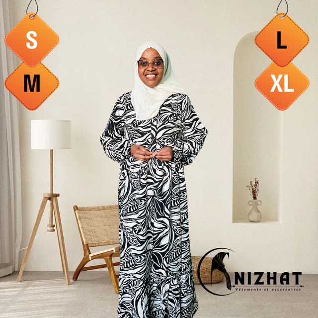 Robe longue imprimée - Noir & blanc