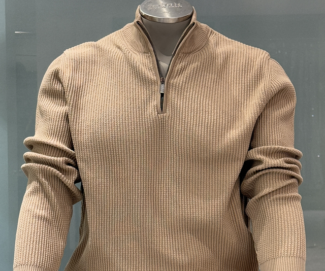 Pullover mit Zipper Beige