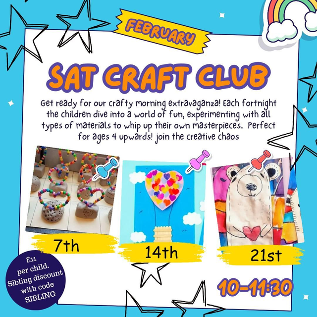 FEBRUARY Saturday Craft Club 10am