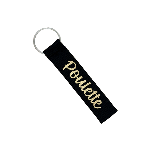 Porte Clé Noir et Doré Poulette