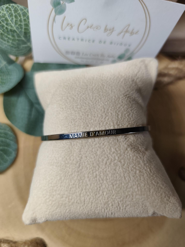 BRACELET RIGIDE ACIER INOXY ARG. "MAMIE D'AMOUR" 0000859
