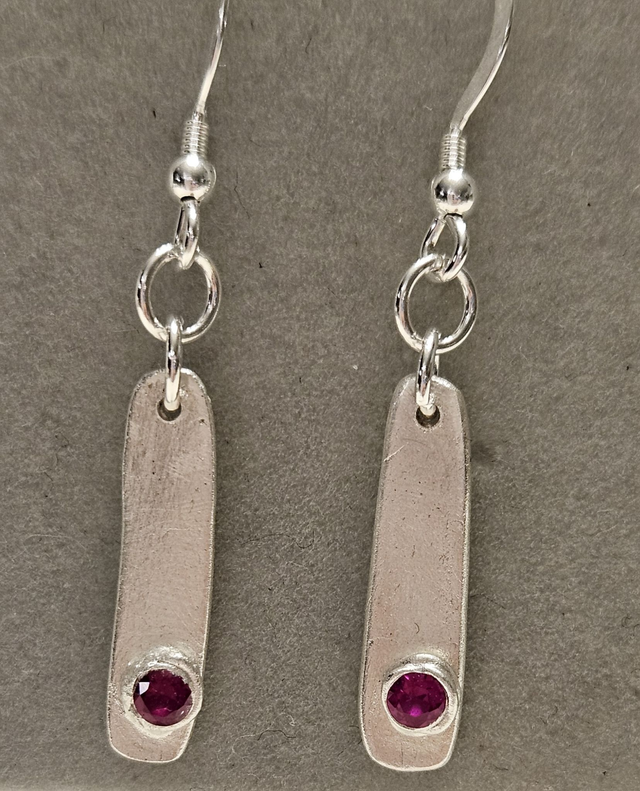 Fuschia cubic zirconia silver drops