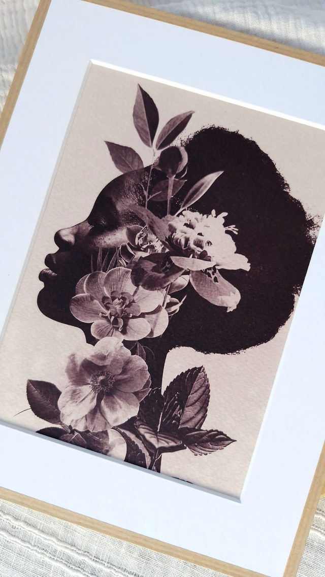 Cyanotype encadré - femme africaine