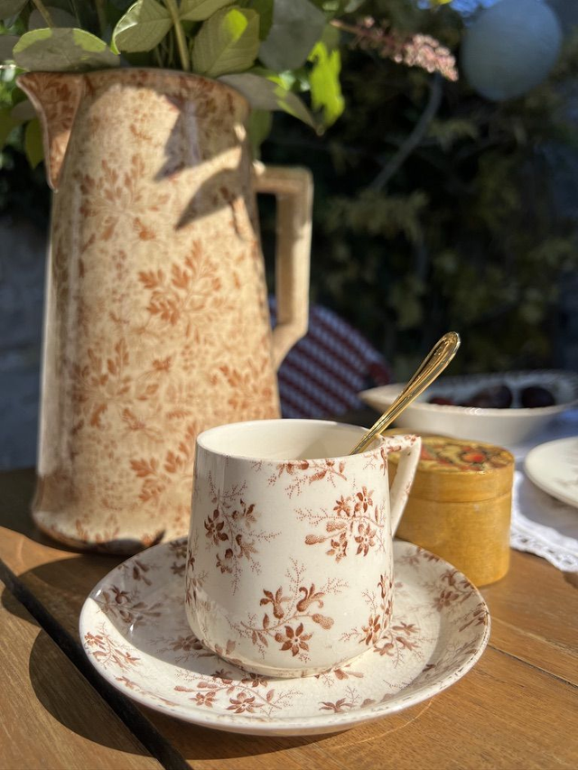 PERSE - Tasse à café & sous-tasse de la manufacture de Sarreguemines - Terre de Fer