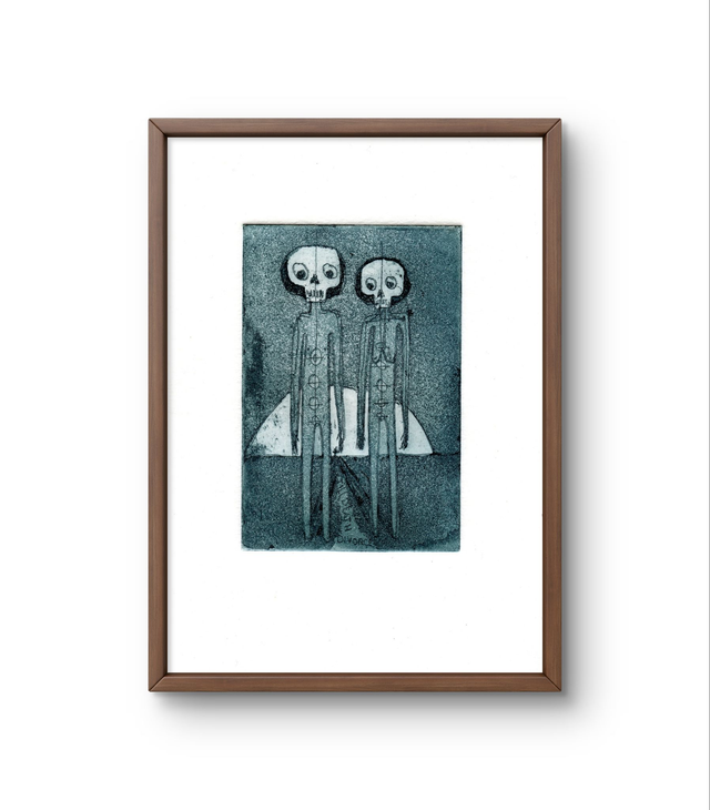 Spirits of the sun etching 10x15cm blue