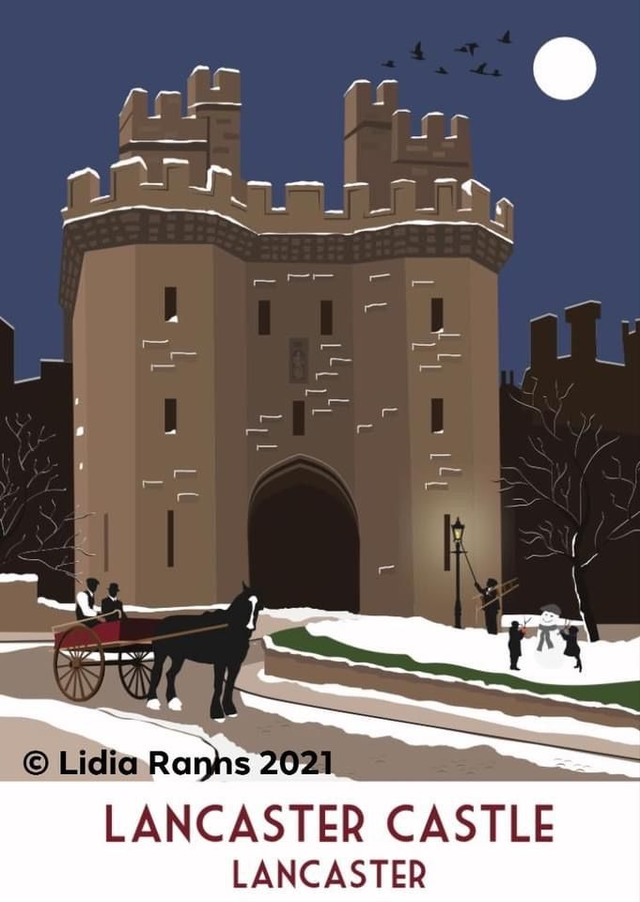 Lancaster Castle Snowy Winter Scene. Limited Edition Lancaster Art Print