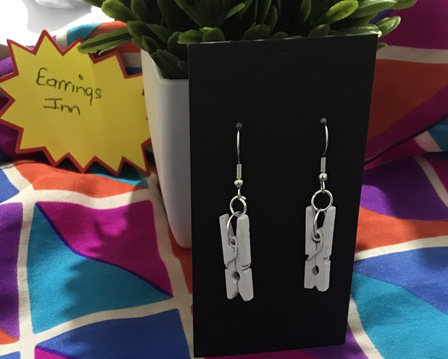 White Wood Dangling Earrings-SWDE45