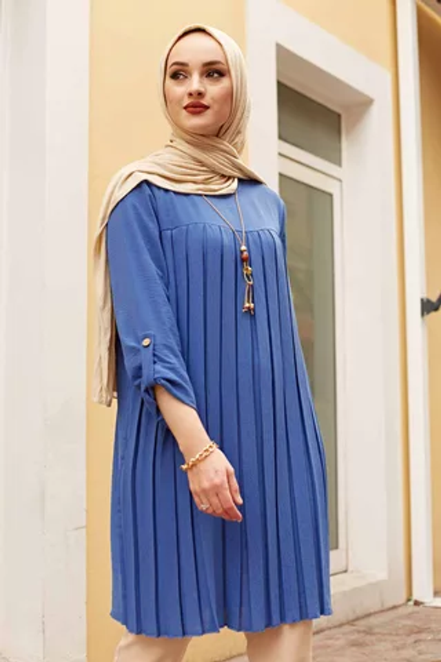 Abaya tunique plissé longue manches