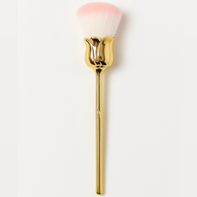 Pinceau à Poussière – Manche Doré Rose Fleur 