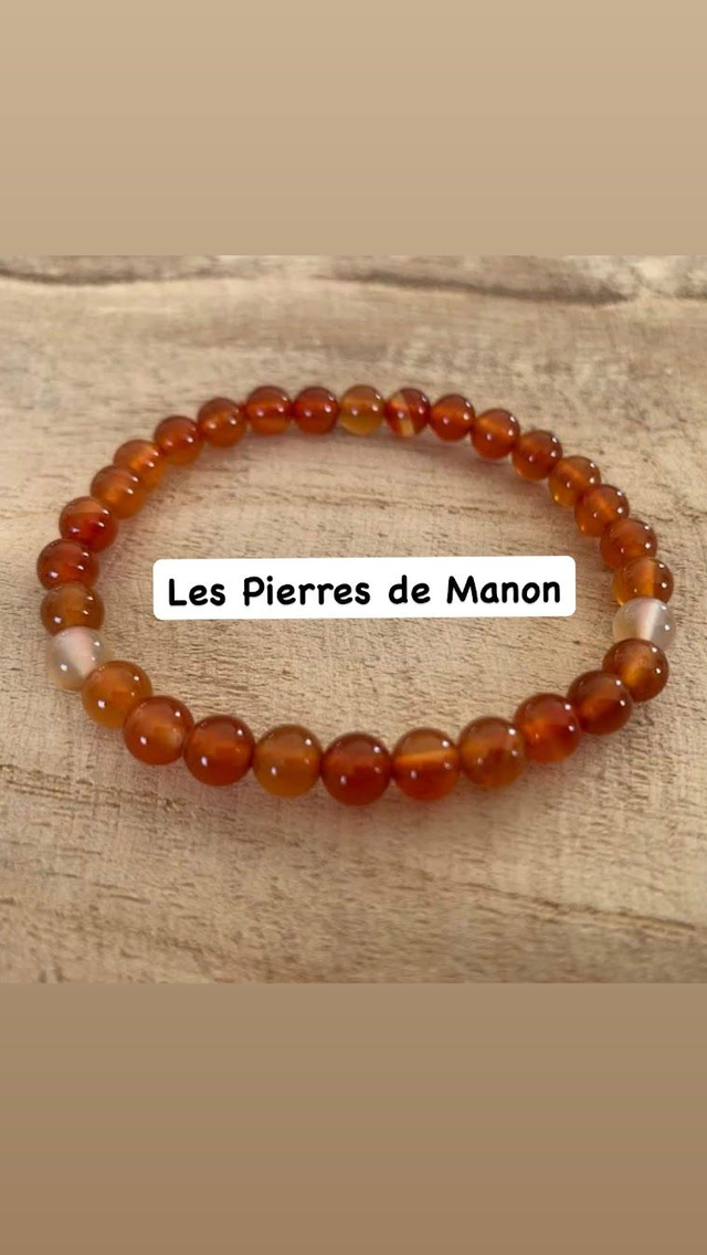 Bracelet Agate Rouge Cornaline - Perles de 6mm