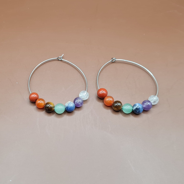 Créoles 7 Chakras argentées 4 cm