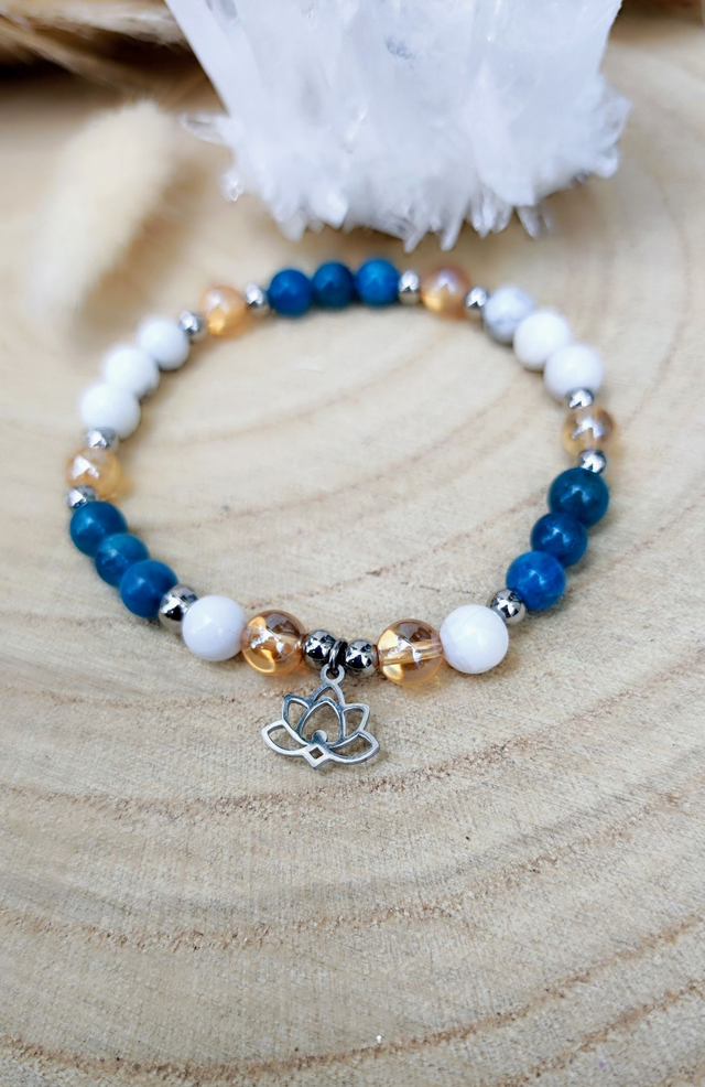 Bracelet Apatite et Howlite Lotus