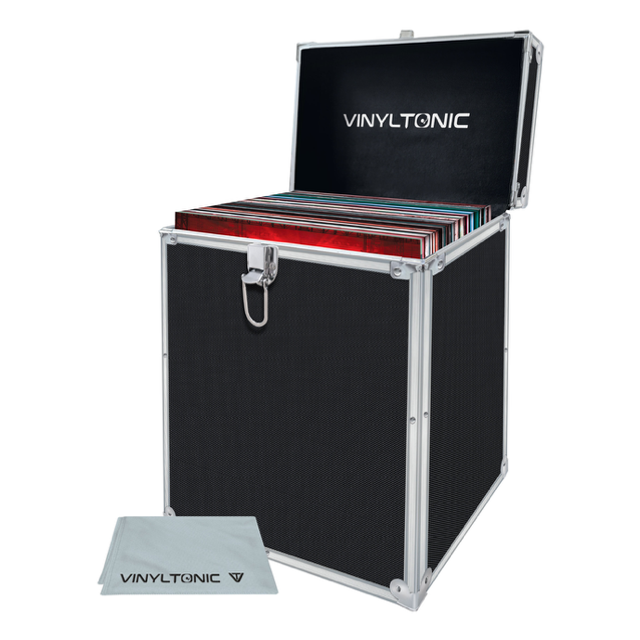Vinyl Tonic 12" Black LP Storage Case With Microfibre Cloth