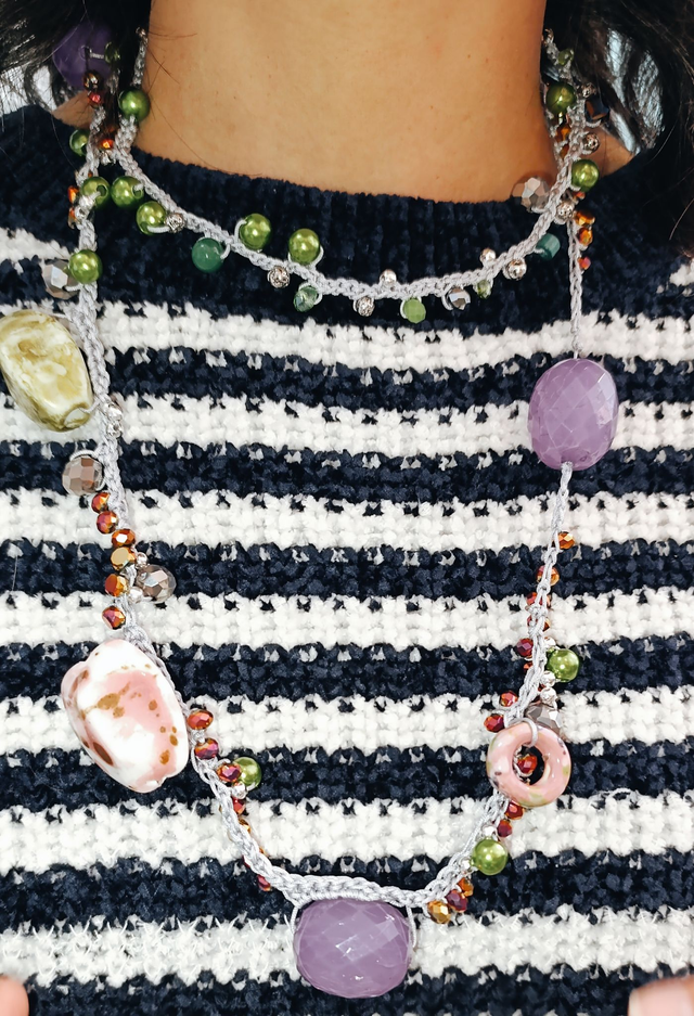 Collar crochet lila/lima