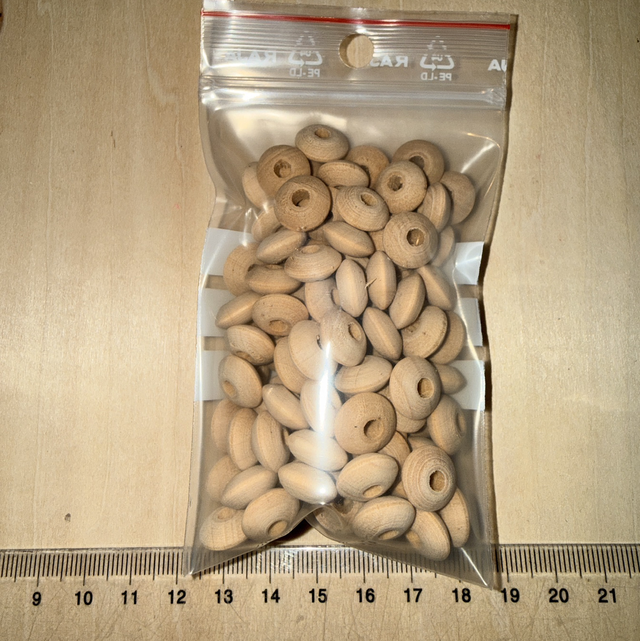 Lot 100 perles bois lentille 12 mm