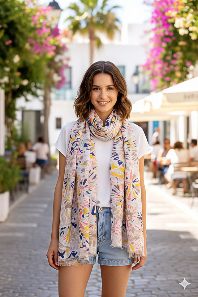 Foulard imprimé taupe