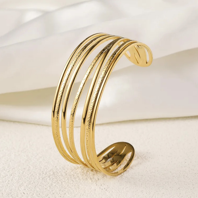 Stainless Steel Layers Gold Bangle