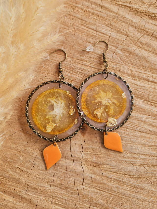 Boucles d'oreilles "Rondelles d'agrume" - Modèle unique 