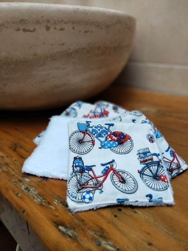 Lingettes lavables vélos tricolores