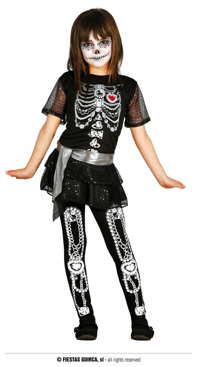 HALLOWEEN COSTUME SHINNY SKELETON 5/6 ANNI BAMBINA 