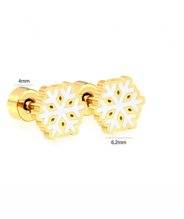 Gold Snowflake Mini Comfort Back Studs