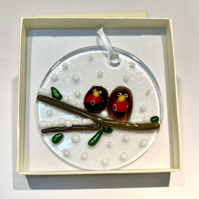Fused Glass Robin Bauble