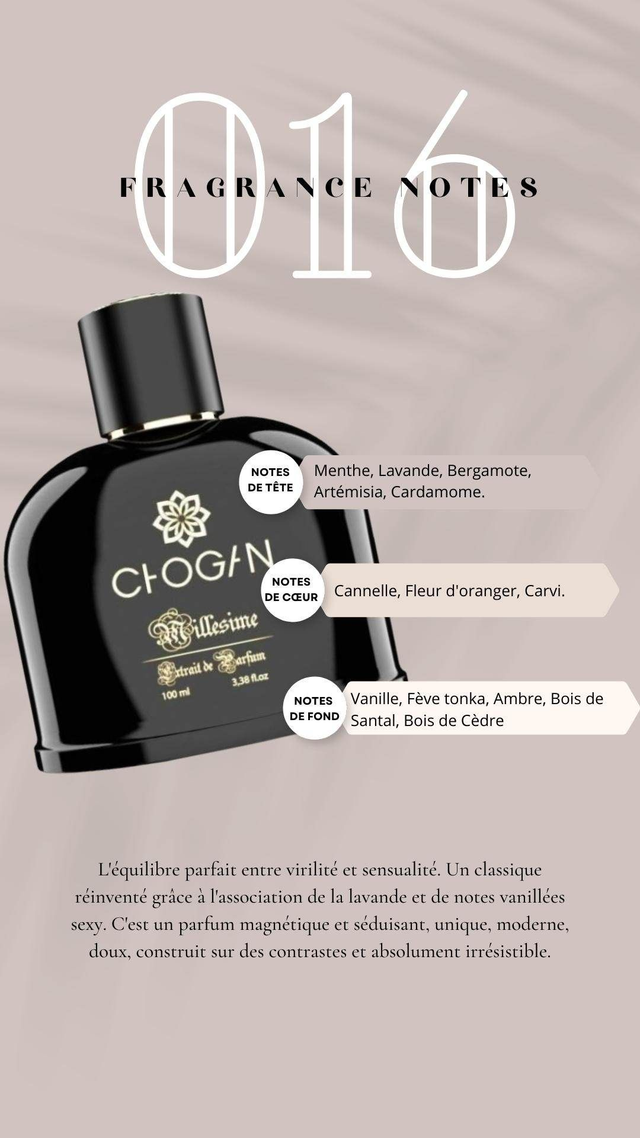 N° 16 Parfum homme avec L'équilibre parfait entre virilité et sensualité 100 ML 