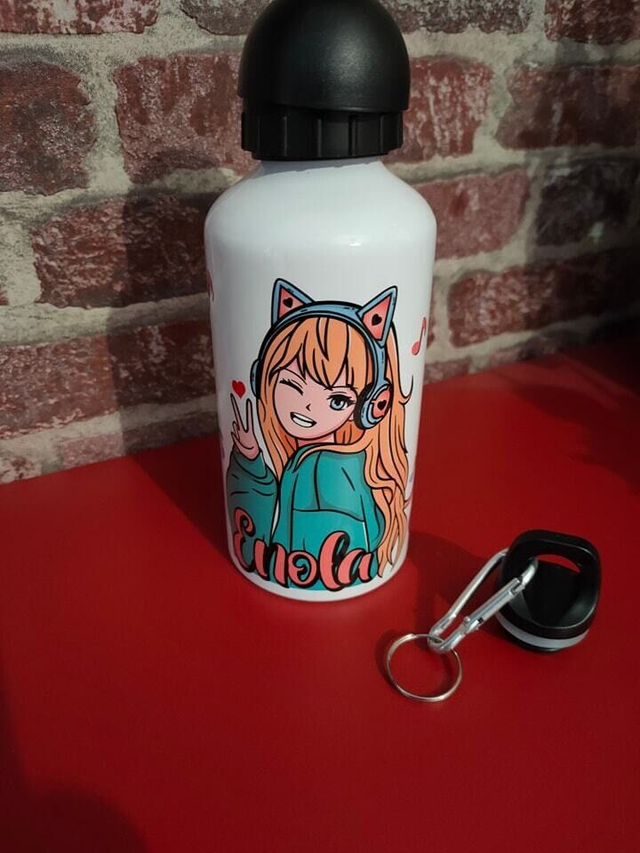 Gourde aluminium 500 ml blanche + 2 bouchons