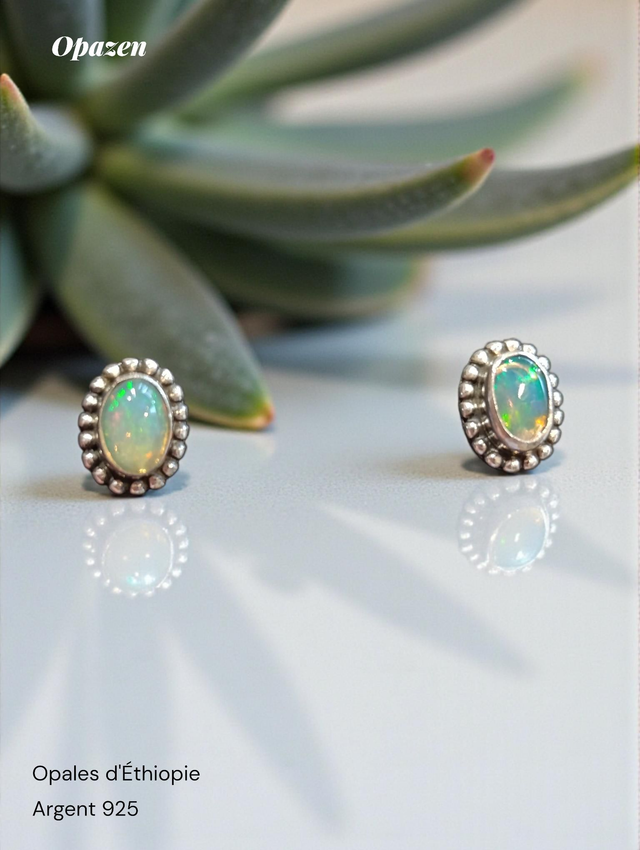Boucles d'oreilles Opales d'Éthiopie 