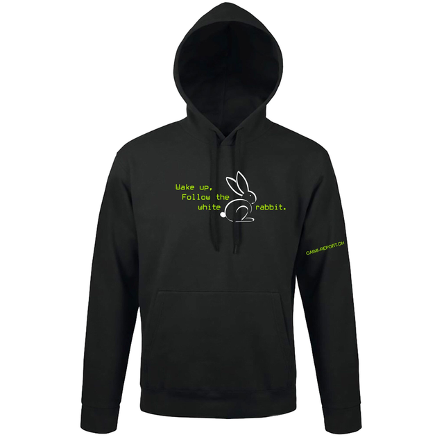 Hoodie, White Rabbit, Sujet 1, unisex, schwarz