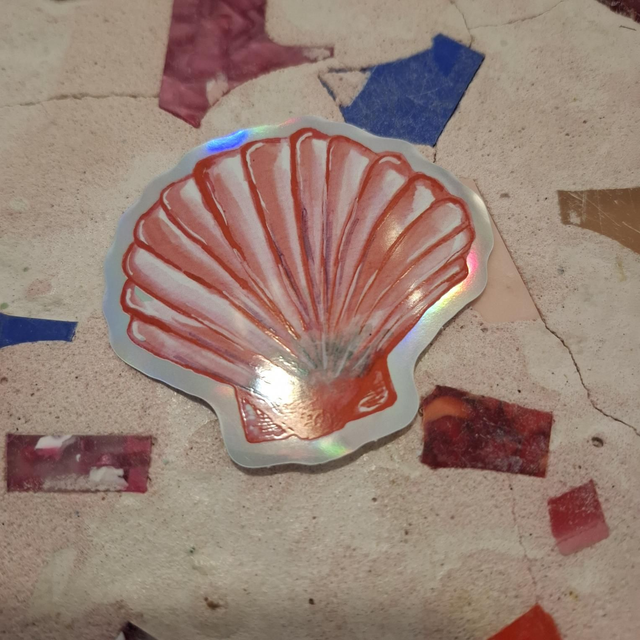 Maa5 Sticker holo coquillage rose 