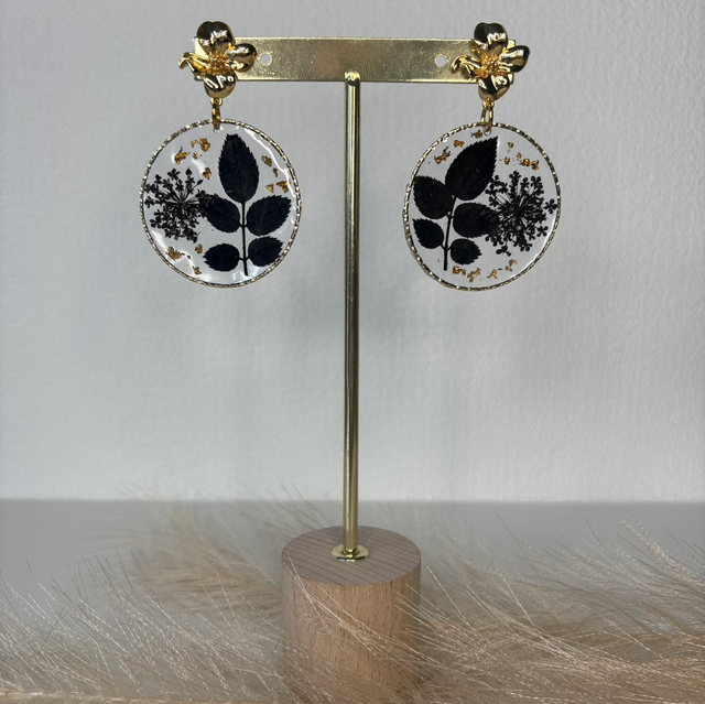 Boucles d’oreilles fleurs noires