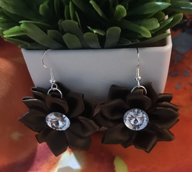 Brown Plain Fabric Earrings - PFE18