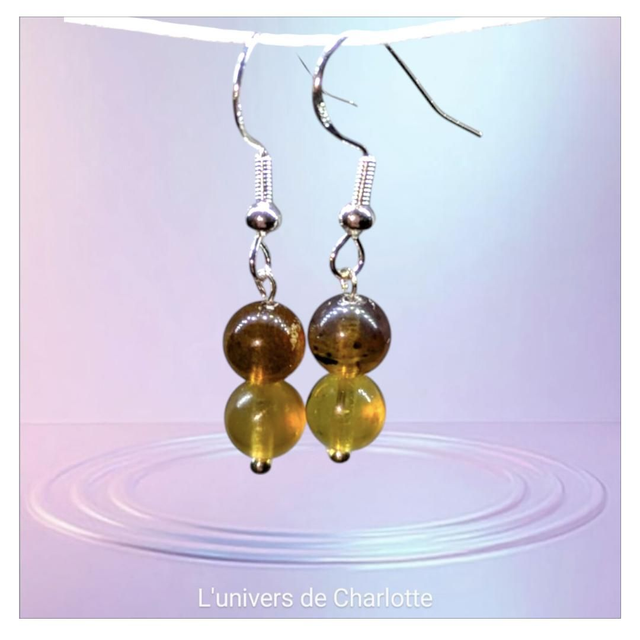Boucles d'oreilles "Ambre bleu" BO-082