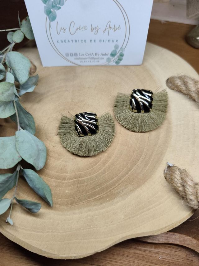 BO MINI BOHEME ZEBRE GOLD/ POMPONS KAKI 0000679