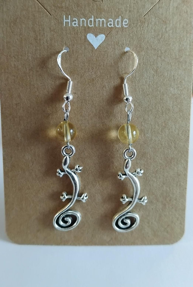 Boucles d'oreilles salamandres et citrines 