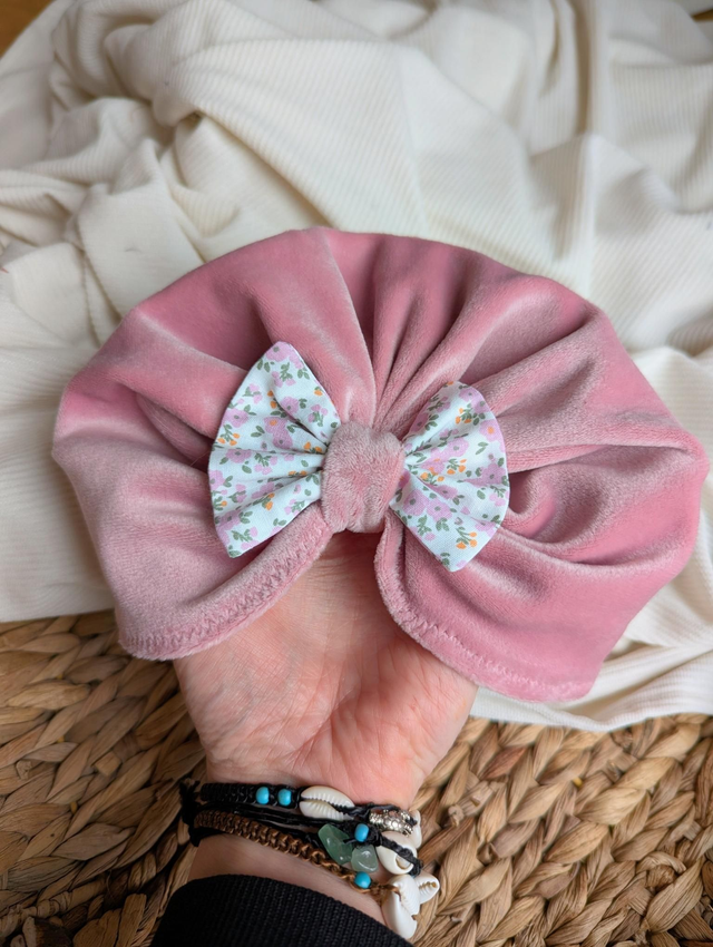 Turban velours rose 