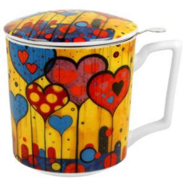Taza modern-heart, porcelana 0,40 l.Incluye filtro de acero inoxidable, en caja de regalo. *637