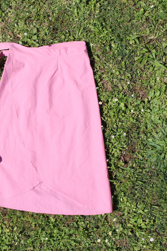 Jupe portefeuille rose upcyclée - Taille unique