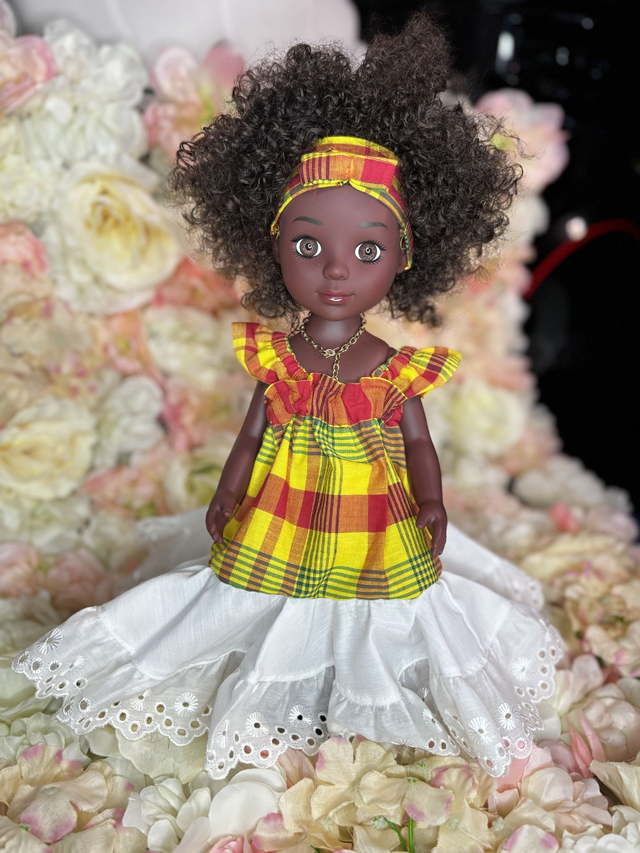 Poupée - Robe madras 100% Coton – Fait main